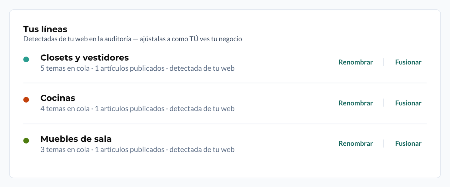 Tus líneas de negocio