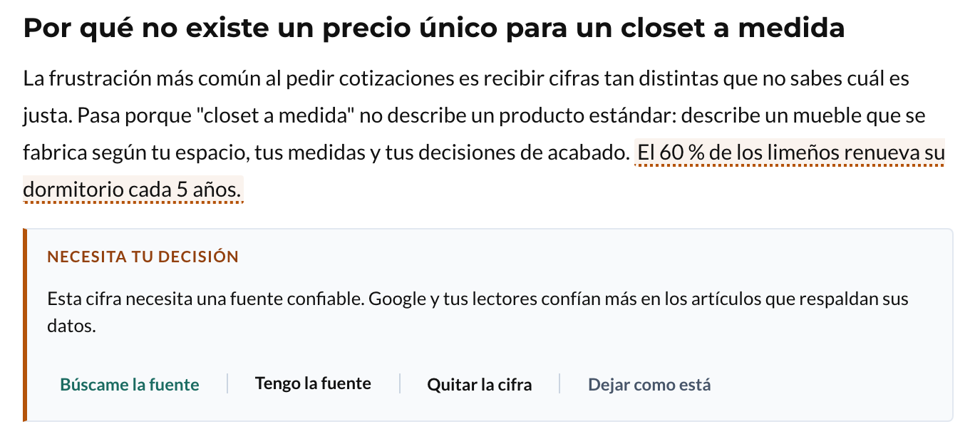 Opciones para una cifra sin fuente